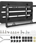Stainless Steel License Plate Bracket And Frame Kit For Front Bumper Universal Fit 6x12 Inch Plate Holder With Screws Caps Nuts