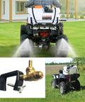 Boomless Spray Nozzle For ATV Sprayers With Brass Orifices 10 And 12 Beefy Portable 3 Inch Unit in use on lawn