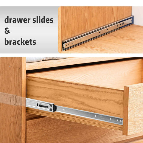 Image showing 12 Pairs 22 Inch Soft Close Drawer Slides For Heavy Duty Cabinets, 100 Lb Capacity, installed on wooden drawer.