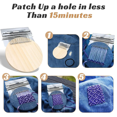 Knit Patch Loom Kit For Beginners And Mending 2.0 Mending Loom For Holes And Worn Spots On Denim with 36 Threads