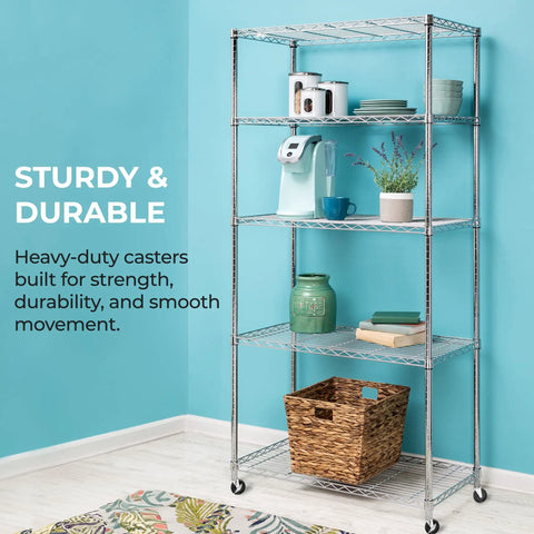 Heavy Duty Four Inch Swivel Caster Wheels Set Of Four Featuring Smooth Roll Action and Secure Locking Brakes built for wire shelving.