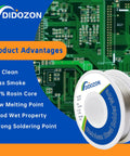 Pro Grade 63-37 Solder Wire For Aluminum And Stainless Steel, Flux Core, 1.0mm Diameter, 50g Pack with circuit board background