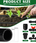 Gardener installing Fifty Foot Half Inch Drip Irrigation Tubing Kit With Switch Valves Tees Couplings in vegetable bed.