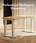 Premium Four Leg Height Adjustable Standing Desk With Natural Maple Surface And Rock Solid Anti Wobble Engineering For No Stress Home Office And Multi Monitor Setups dimensions showing height and width measurements.