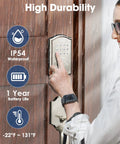 Person using Keyless Entry Door Lock With Keypad Deadbolt And Handle No Key Needed Smart Lock With Auto Lock 50 User Codes