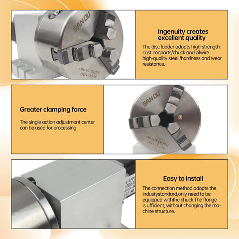 Rotational 4th Axis Rotary Table With K11 100mm 3 Jaw Chuck Dividing Head Gapless Harmonic Gearbox Reducer 50 To 1 65mm Tailstock Ideal For CNC Router Engraving And Milling Machines