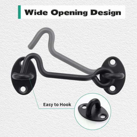 Four Inch Hook And Eye Door Latch Tough As Nails Heavy Duty Stainless Steel Black Finish