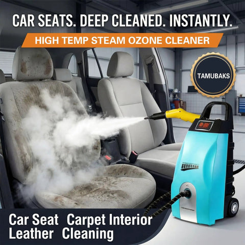 Heavy Duty Steam Rig Knocks Grease And Stuck On Dirt Right Off 2500W High Temp High Pressure Steam Washer For Kitchen Auto Detailing And Shop Floors Includes Blue Microfiber Cleaning Pad cleaning car seats with steam.