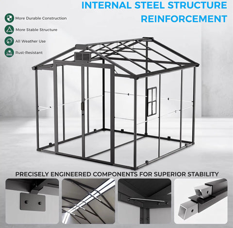 Internal structure of Heavy Duty Galvanized Steel Outdoor Storage Shed With Lockable Door And Wide Double Doors, rust resistant features
