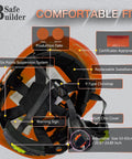 Interior view of Orange Safety Helmet With Visor And Bluetooth Ear Muffs SNR 26dB Hard Hat With Six Point Suspension System