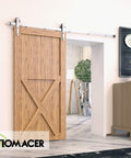 Beefy Brushed Nickel Non-Bypass Sliding Barn Door Hardware Kit For One Or Single Door 8 Foot Track Heavy Duty Interior Use