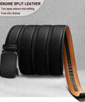 Lightweight Mens Ratchet Belt With Fixed Length Easy Click Mechanism Non Trimmable Fit For 32 To 38 Inch Waist Everyday Gift For Him Comfortable All Day Wear, Genuine Split Leather, Pure Zinc Buckle
