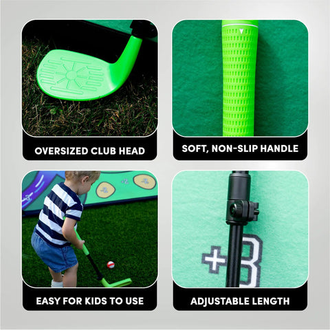 Telescopic Golf Club For Kids And Adults Adjustable From 46 To 83 Cm With Oversized Head showing features: club head, handle, and shaft.