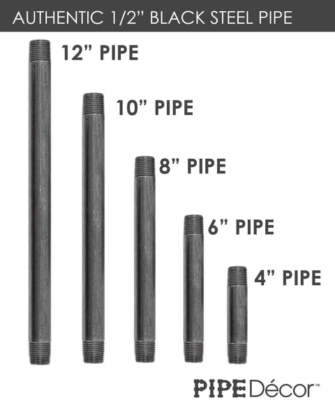 Half Inch Black Pipe Nipple Kit 12 Inch Length Six Pack For DIY Industrial Pipe Decor And Vintage Furniture Builds
