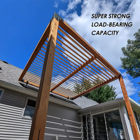 Two Pack 3.6 Inch 304 Stainless Steel Roof Riser Brackets For Patio Pergola, Built Tough Heavy Duty 18.25 Inch High Adjustable Riser Hardware In Black Finish For Outdoor Roof Support
