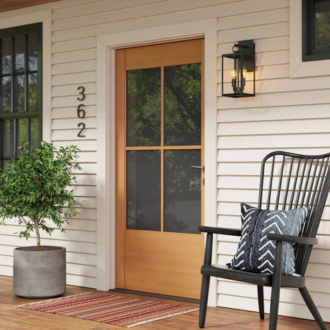 Outdoor Black Wall Sconce Light Fixture with Sturdy Iron Frame and Clear Glass Shade for Exterior Porch Lanterns Timeless Farmhouse Style
