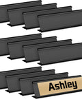 12 Pack Aluminum Desk Name Plate Holders 2 By 8 Inch Blank Name Plates for Office School Classroom Black Durable Metal Display Stands