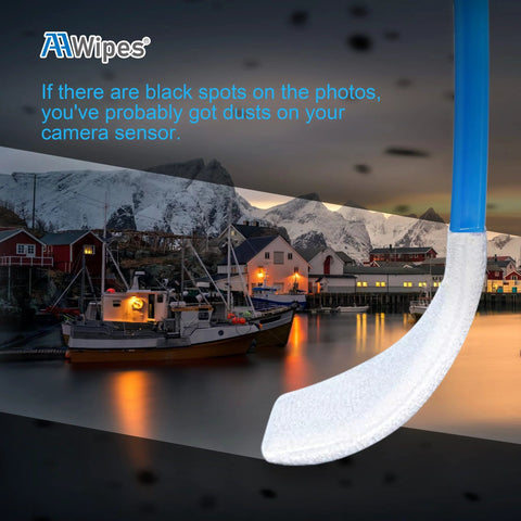 AAWipes sensor cleaning swab for APS-C cameras, 16 mm, white foam tip, blue handle.
