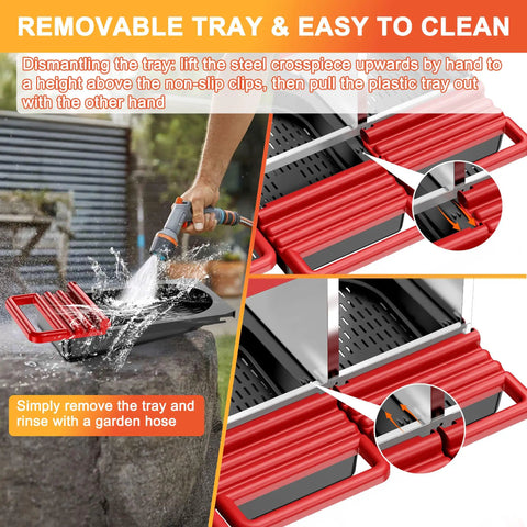 Metal Chicken Nesting Box With Swing Perch And Rollout Egg Collection For Chicken Coop Red Three Compartments being cleaned with water hose