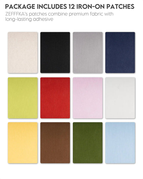 12 Pack Iron On Linen Patches Repair Kit For Clothes With Strong Adhesive Natural Look No Fuss Quick Repairs 5x7 Inches 12 Colors