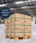 Warehouse with pallet secured using 48 Pack Heavy Duty Mover Bands For Furniture And Moving Blankets Extra Large Rubber Straps Built Tough As Nails