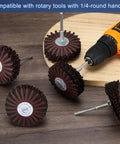 Two Pack Aluminum Oxide Flap Wheel Set, 3.2 Inch Diameter, One Quarter Inch Shank, 80 Grit Sanding Wheel for woodworking