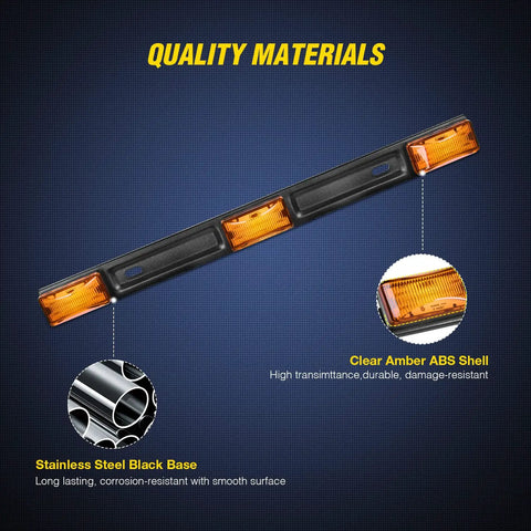 14.2 Inch 9 LED Trailer Light Bar Amber Clearance Marker Rear Lights For Wide Trailers 80 Inches Or Wider With Wide Angle Beam Ultra Bright Light Heat Dissipating SMD LEDs Durable And Glare Free, amber ABS shell and stainless steel base