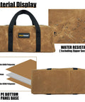 Workhorse Waxed Canvas Tool Tote Bag Set with Two Medium Tool Organizer Bags, water-resistant tan exterior, PE bottom