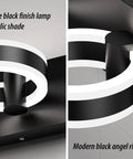 Close-up view of black finish LED vanity light with white acrylic shade for Bold Black 33 Inch LED Vanity Light Four Light Modern Acrylic Wall Sconces With 350 Degree Rotatable Over Mirror For A Bright Even Bath Setup That Makes Getting Ready A Breeze.