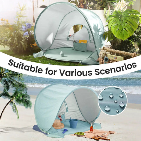 Pop Up Baby Beach Tent With UV Protection Lightweight Beach Shelter For Kids in garden and beach settings