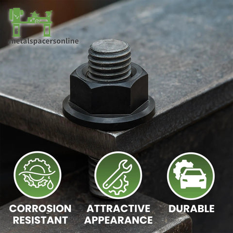 M6 X 1.0 Black Zinc Flange Nuts 25 Pack on metal surface highlighting durable construction and corrosion resistance.