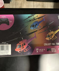 Box showing three colored helicopters and remote, Durable Helicopter Toy For Kids That Boosts Hand Eye Coordination And Motor Skills