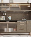Taupe Grasscloth Wallpaper Peel And Stick 32 Inch Wide By 354 Inch Long Roll Self Adhesive Textured Faux Grasscloth Contact Paper covering cabinets in modern kitchen