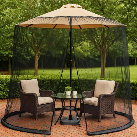 Double Sided Mosquito Netting For 7.5 To 10 Ft Patio Umbrella And Gazebo Easy Installation Weatherproof Black Canopy Net Fits