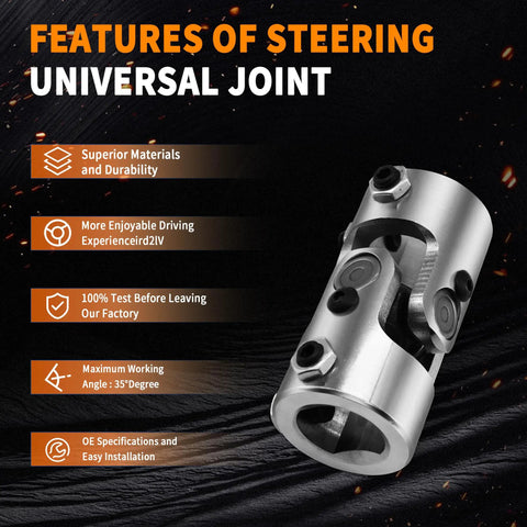 Beefy Pro Grade 1 Inch Double D Chrome Steering Universal Joint Shaft 83mm Total Length 4000 RPM Max Speed 35 Degree Operating Angle Great For Grinding Machines Automotive Parts Levelers And Automated Parking Lifts, chrome joint
