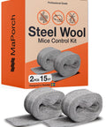 Steel Wool Pest Blocker 2 Pack For Mouse Control And Rodent Deterrent To Seal Pipe Gaps Straight Up Tight with two flexible rolls.