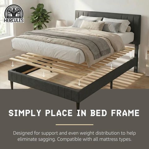 Solid Pine Wood Bed Frame Support Slats Built Tough To Give Your Mattress Bulletproof Rest, showing slats installed in a bed frame.