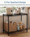 Beefy 2 Tier Metal Wire Storage Shelves With Adjustable Racks Holds Up To 200 Lbs Per Shelf in kitchen with jars and decor