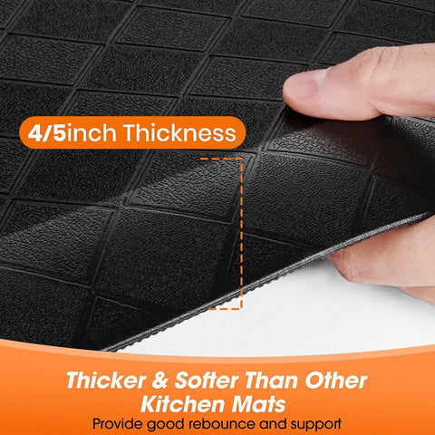 Close-up of Extra Thick Four Fifths Inch Non Slip Anti Fatigue Kitchen Floor Mat showing texture and thickness.