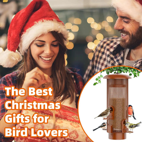 Weight Activated Squirrel Proof Bird Feeder For Outdoor Use Large Capacity Keeps Squirrels From Stealing Seed While Finches Cardinals And Chickadees Feed Freely Weatherproof Durable Construction In Reddish Brown