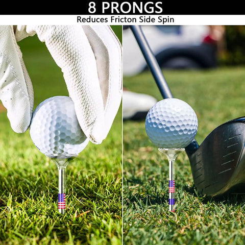 Plastic Golf Tees 3 1/4 Inches, 50 Pack, Unbreakable Tees With Cup Prongs 6 Or 8, Reduces Friction And Side Spin, on grass.