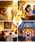 Amber A19 Light Bulbs 9W 60W Equivalent Soft Warm 1800K Dimmable Night Light Blue Light Blocking For Sleep Melatonin Support