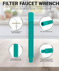 Image of a filter faucet wrench with turquoise design, fitting 14mm RO faucet nuts, used with No Airgap NSF Certified RO Faucet.