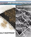 Image of IP67-rated flexible monocrystalline solar panel showing dust and water resistance for off-grid use in camping and RVs.