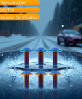 Badass Lightweight Titanium Bolts M6x15 Umbrella Head Star Drive Burnt Blue Six Piece Set for Bicycle Motorcycle and Car Setup on wet surface.