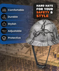 Image of an updated vented full brim hard hat with chain and padded suspension, OSHA approved safety helmet for men and women.