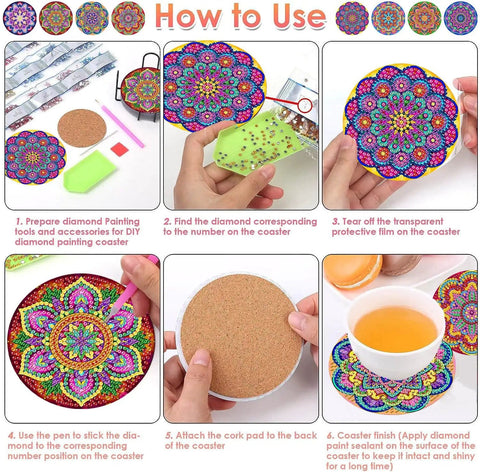 Step-by-step guide for Mandala Diamond Painting Coaster Kit With Holder For Dope DIY Beginners And Adults Art Coasters
