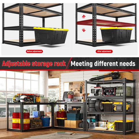 40 Inch Wide Heavy Duty Garage Shelving System With Rolled Edge Columns For Basement Pantry Storage And Workshop Organization Multipurpose Metal Shelves Sturdy Industrial Shelving Racks For Home And Office Use, adjustable metal shelves in garage