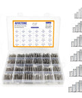 450-piece stainless steel compression spring assortment kit in a clear 24-compartment organizer for DIY repairs.