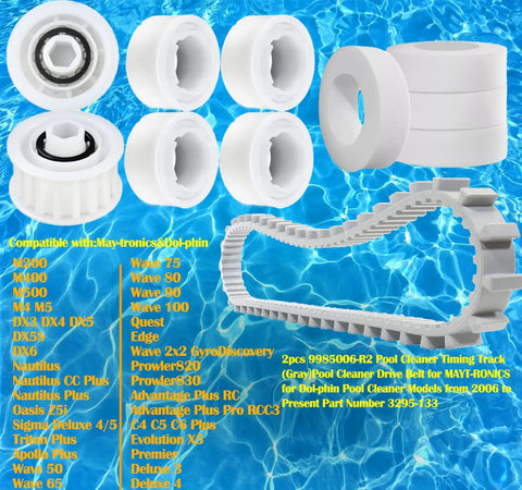 Cc Plus Economy Replacement Parts Kit with timing track, climbing ring, guide wheels for Dolphin Maytronics pool robots.